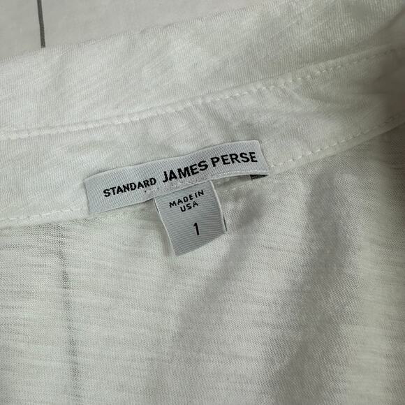 Standard James Perse Top Womens Small White Sheer Slub Side Panel Shirt Cotton - Picture 4 of 6